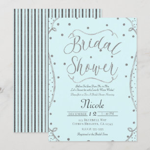 Invitation Fête de l'mariée Bleu clair et argent