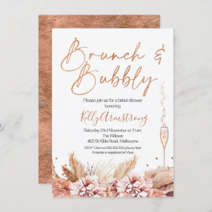 Invitation Fête de l'mariée Bubbly Boho Rose Gold Brunch