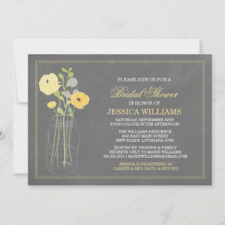 Invitation Fête de l'mariée chic de Shabby| Jaune