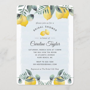 Invitation Fête de l'mariée d'aquarelle moderne Lemon