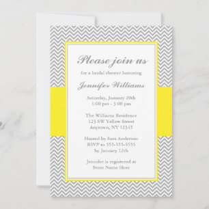 Invitation Fête de l'mariée de Chevron jaune et gris