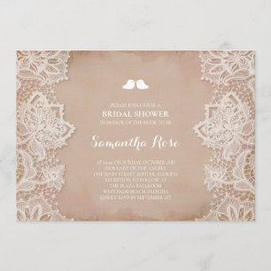 Invitation Fête de l'mariée de dentelle Vintage rose