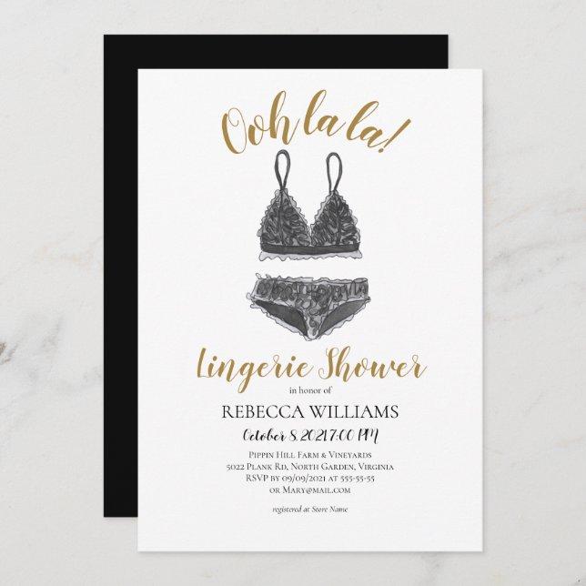 Invitation Fête de l'mariée de douche Lingerie couleur aquare (Devant / Derrière)