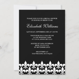 Invitation Fête de l'mariée de fleurs de Lis noir et blanc