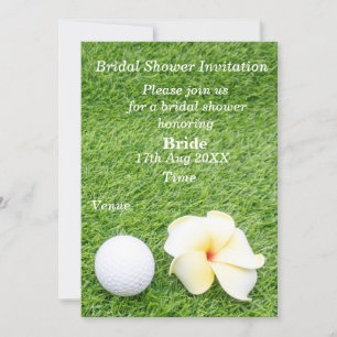 Invitation Fête de l'mariée de golf avec boule et fleur sur v