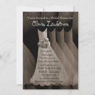 Invitation Fête de l'mariée de la femme de chambre TAUPE Méta