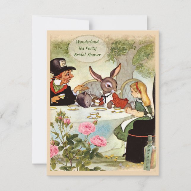 Invitation Fête de l'mariée de la Fête du Thé de Mad Hatter (Devant)