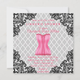 Invitation Fête de l'mariée de la lingerie en dentelle rose e