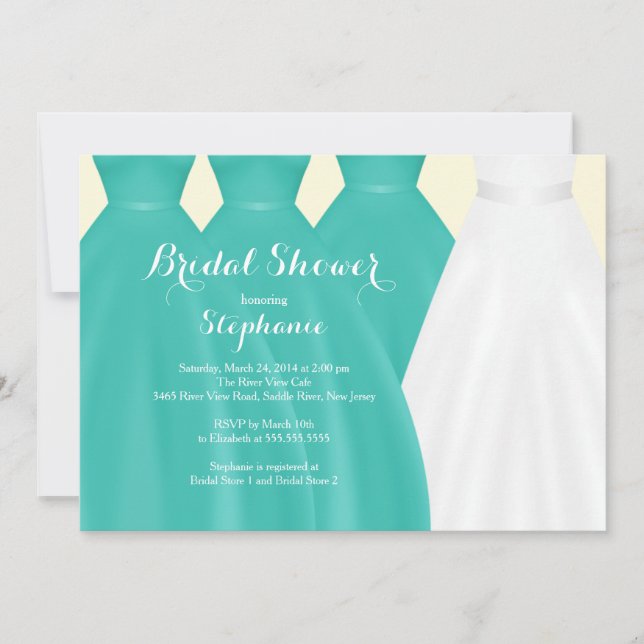 Invitation Fête de l'mariée de la robe de mariée Turquoise mo (Devant)