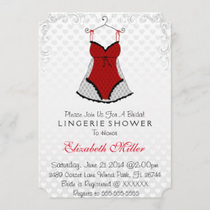 Invitation Fête de l'mariée de lingerie noire et rouge