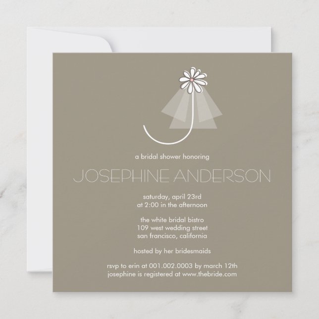 Invitation Fête de l'mariée de monogramme de la mariée à la l (Devant)