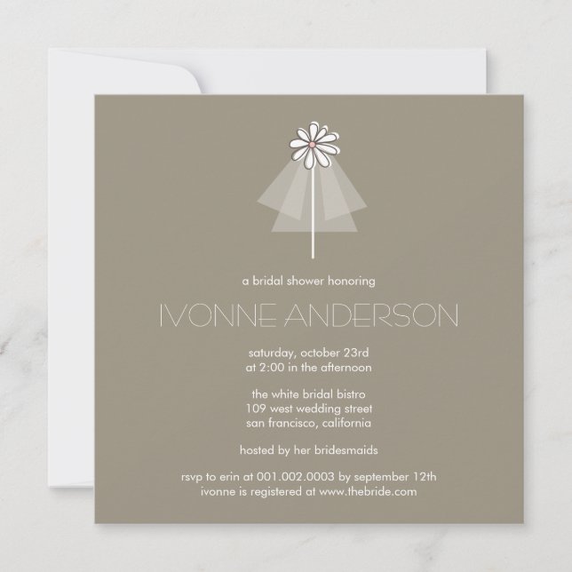 Invitation Fête de l'mariée de monogramme de la mariée à la l (Devant)