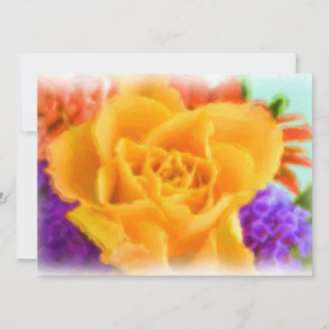 Invitation Fête de l'mariée de peinture à la rose jaune (Devant)