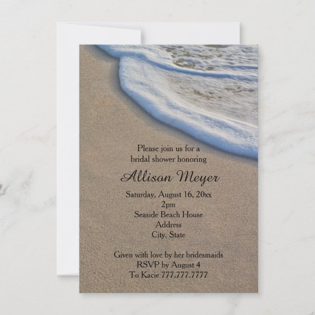Invitation Fête de l'mariée de sable et de mousse de mer (Devant)