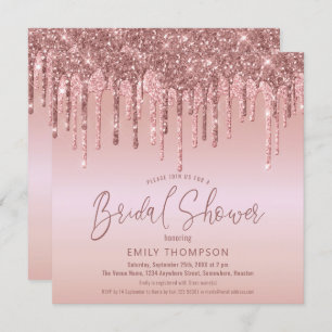 Invitation Fête de l'mariée de script Rose Gold Parties scint