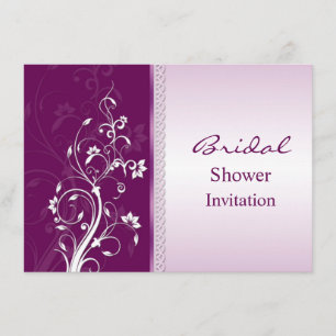 Invitation Fête de l'mariée de tourbillons floraux mauves et 
