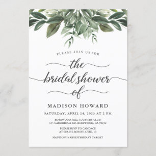 Invitation Fête de l'mariée de verdure gracieuse