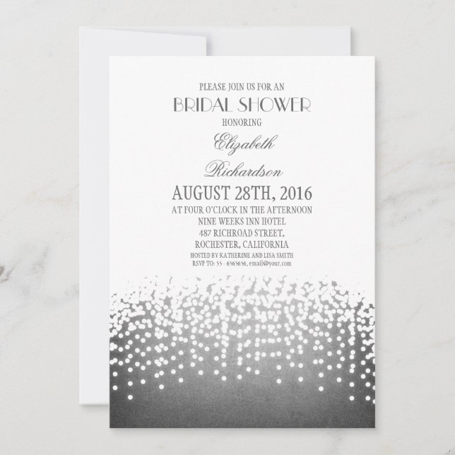 Invitation Fête de l'mariée d'effet de Parties scintillant ra (Devant)