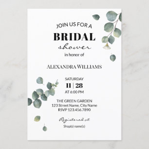 Invitation Fête de l'mariée d'Eucalyptus