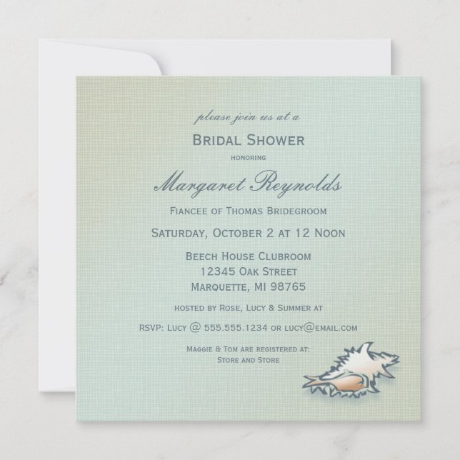 Invitation Fête de l'mariée d'illustrations sur le littoral (Devant)