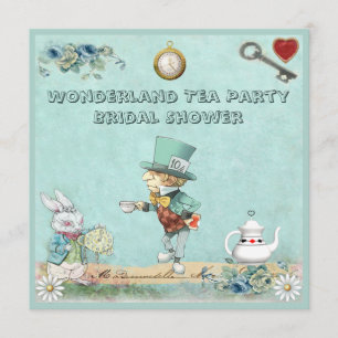 Invitation Fête de l'mariée du Tea Party de Mad Hatter Wonder