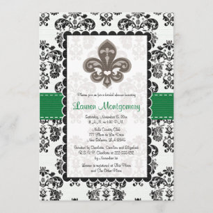 Invitation Fête de l'mariée Emerald Green Fleur de Lis