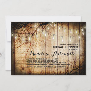 Invitation Fête de l'mariée en bois d'écorce Vintage d'arbre