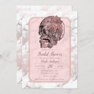 Invitation Fête de l'mariée en marbre doré rose Rose Glam