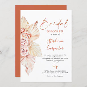 Invitation Fête de l'mariée en terre cuite Orange Burnt Boho