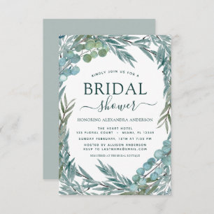 Invitation Fête de l'mariée Eucalyptus Verdure Aquarelle