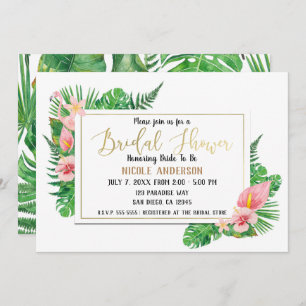 Invitation Fête de l'mariée Feuille du Flamant rose du Paradi