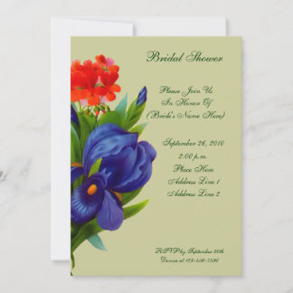 Invitation Fête de l'mariée florale Blue Iris Bouquet Invitat