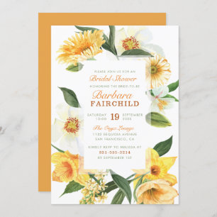 Invitation Fête de l'mariée florale Chic Yellow Spring Daiser