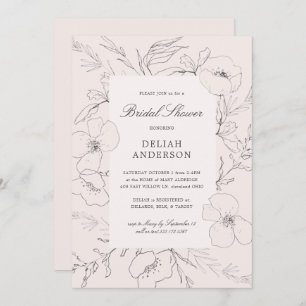 Invitation Fête de l'mariée florale de brumes de pivoine à mâ