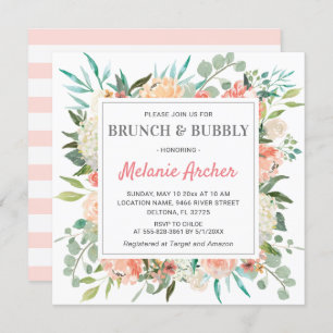 Invitation Fête de l'mariée florale de Brunch Bubbly Spring P