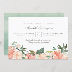 Invitation Fête de l'mariée florale d'été Peaches & Cream