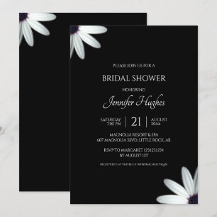 Invitation Fête de l'mariée florale noire et blanche