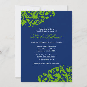 Invitation Fête de l'mariée florissante de la Marine bleue et