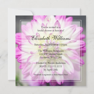 Invitation Fête de l'mariée Fuschia rose et blanc Dahlia