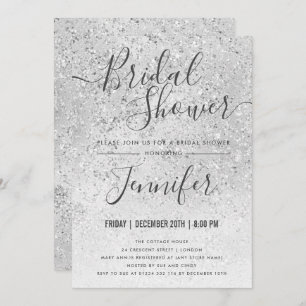 Invitation Fête de l'mariée Glam Parties scintillant d'argent