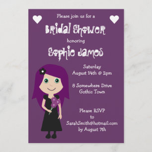 Invitation Fête de l'mariée gothique mauve Linen Cute