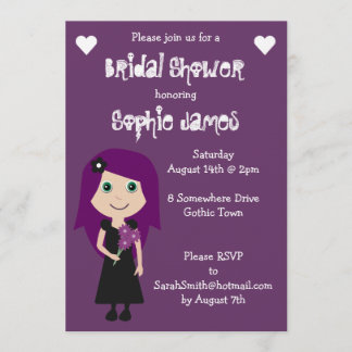 Invitation Fête de l'mariée gothique mauve Linen Cute