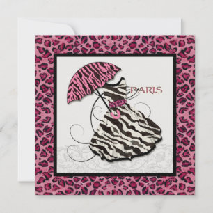 Invitation Fête de l'mariée Leopard, tenue rétro,