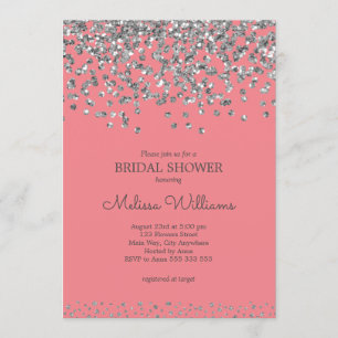 Invitation Fête de l'mariée moderne élégante rose Confetti d'