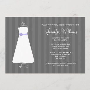 Invitation Fête de l'mariée moderne Gris et Gris pourpre