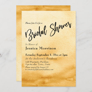 Invitation Fête de l'mariée Ombre couleur aquarelle jaune