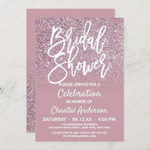 Invitation Fête de l'mariée Ombre de Parties scintillant rose