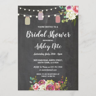 Invitation Fête de l'mariée Party Rustic Jars Floral Invitati