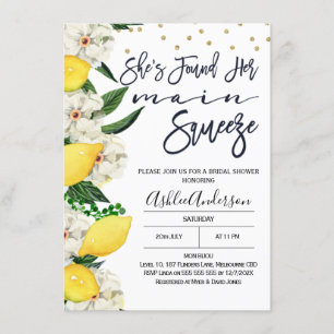 Invitation Fête de l'mariée principale de la pierre à citron