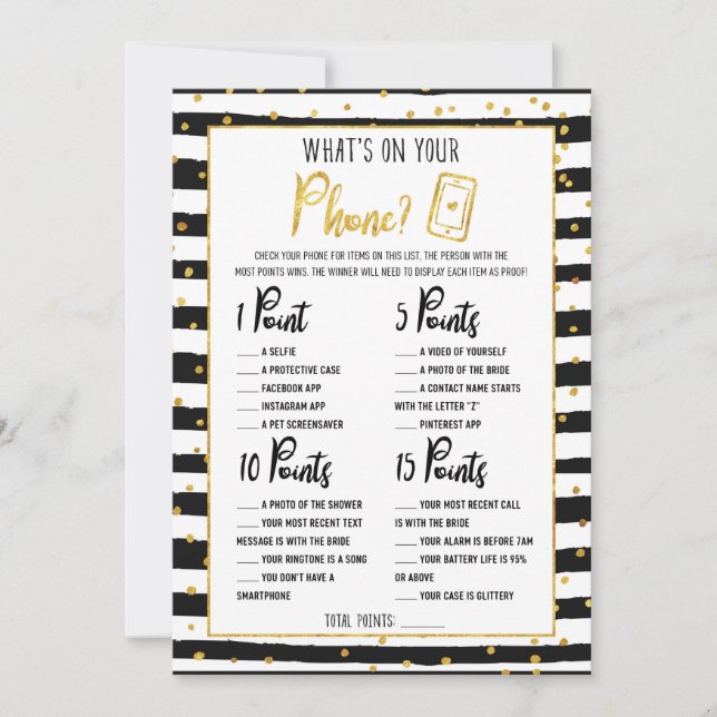 Invitation Fête de l'mariée Qu'y a-t-il dans votre jeu téléph (Devant)